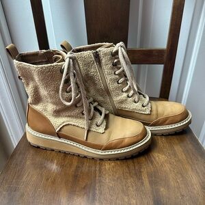 Target Tan and Cream Lace-Up Boots